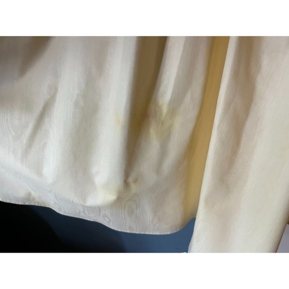 60s-70s Vintage Formal Yellow Beaded Bodice Midi Dress with Bow - Picture 3 of 12